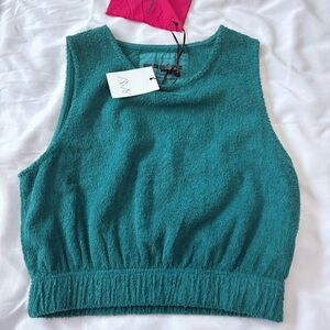 Mantra Size S Made In LA Teal Knit Cropped Top